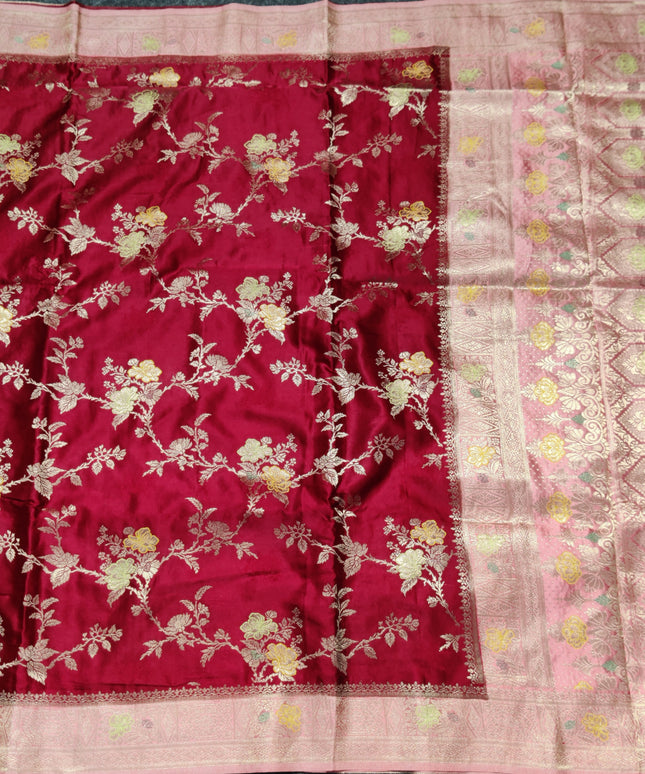 Mashru Silk Saree Maroon - MS38