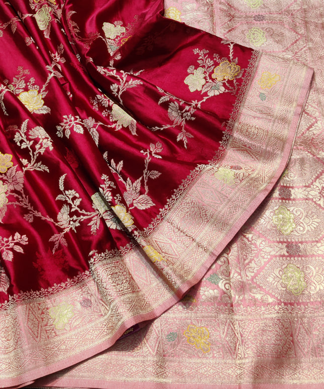 Mashru Silk Saree Maroon - MS38