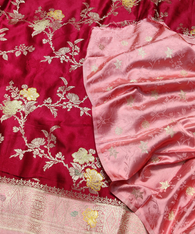 Mashru Silk Saree Maroon - MS38