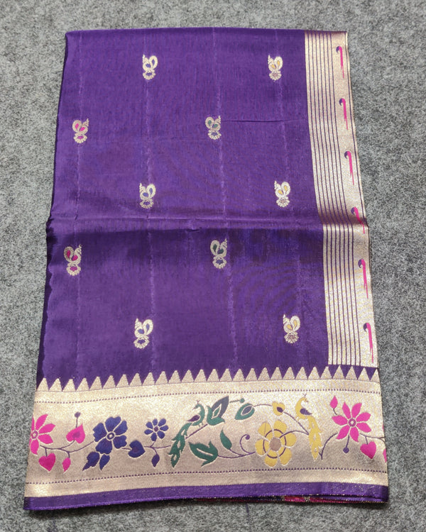 Satin silk paithani saree -S19