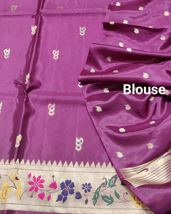 Satin silk paithani saree -S14 alternate view
