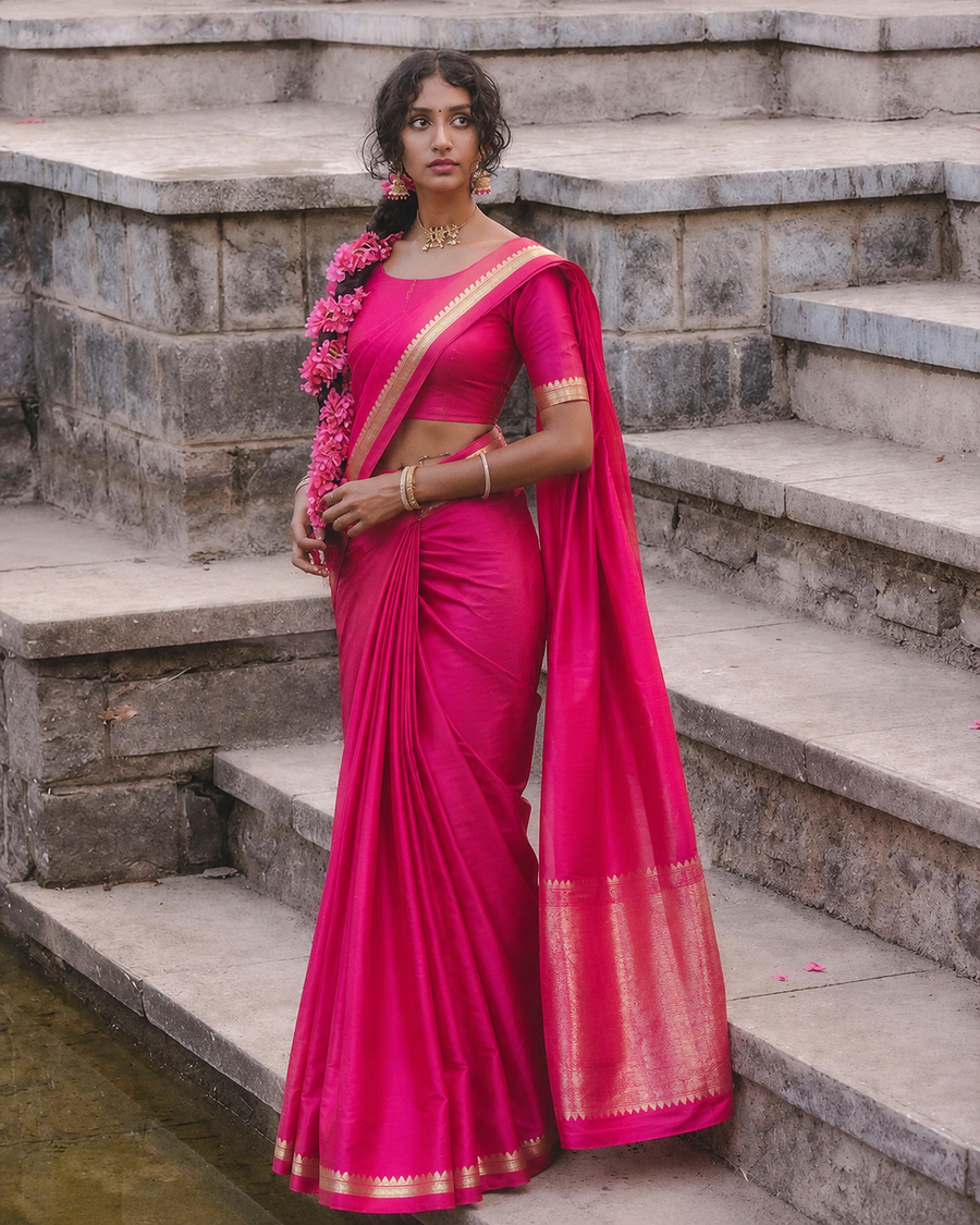 Kanchi pattu small border saree - KMP332
