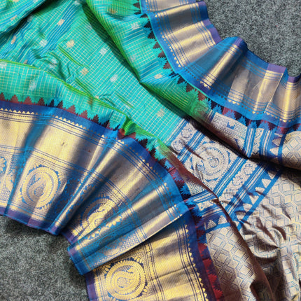 Gadwal Pure silk check Saree - GPS60
