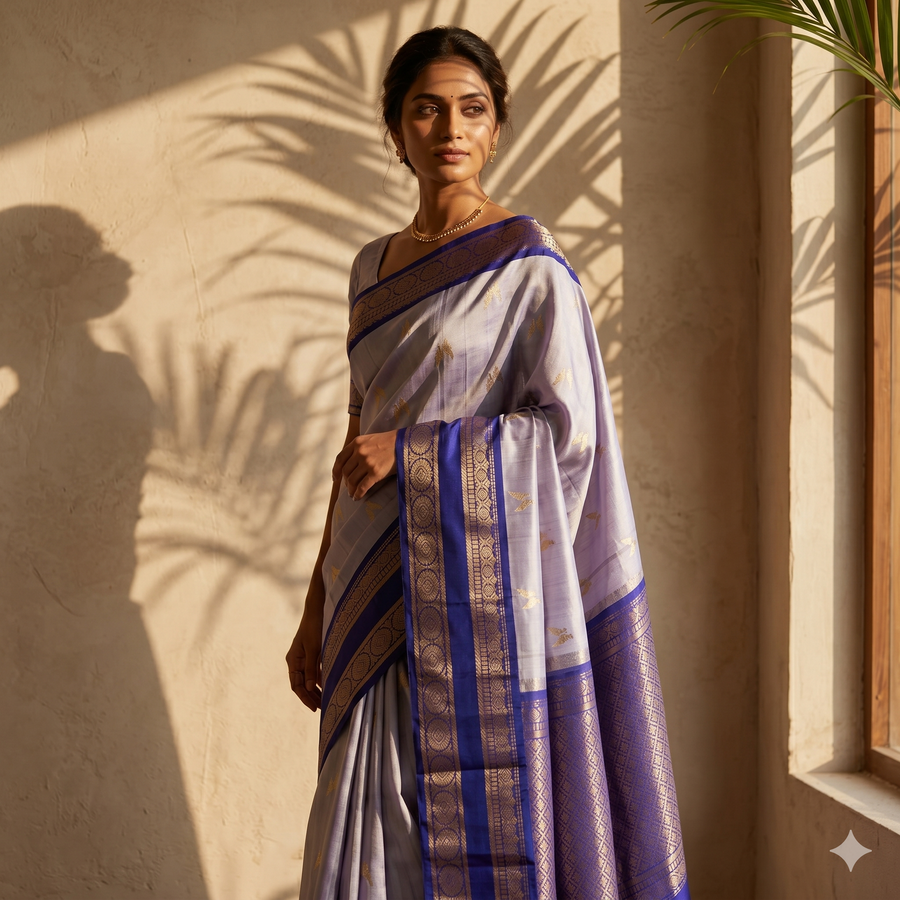 Kanchi Vintage Gap border pattu - KMP296
