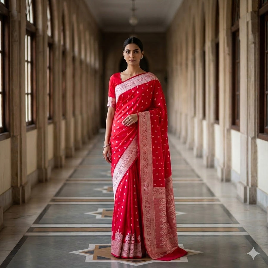 35% off Kanchi Pure Red Saree - KMP50