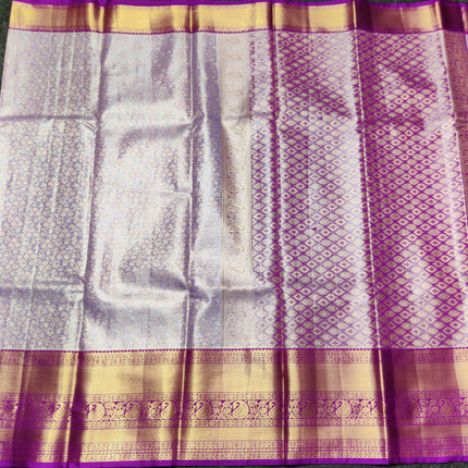 Kanchi pattu Semi Lavender Saree -KS38