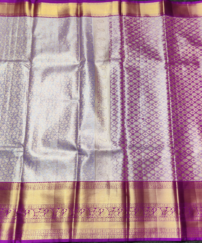 Kanchi pattu Semi Lavender Saree -KS38
