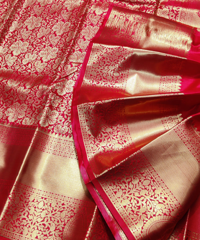Kanchi pattu Semi Red Saree -KS54