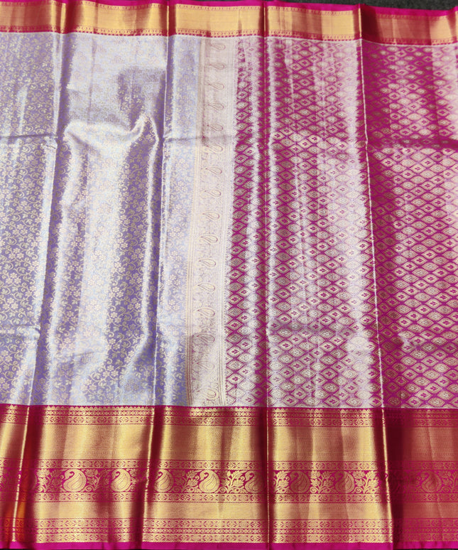 Kanchi pattu Semi Lavender Saree -KS41