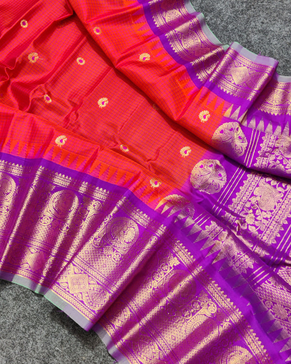 Gadwal check design pure silk- GPS35