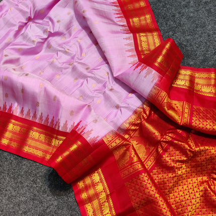 Gadwal Kuttu small border Handloom saree - GPS91
