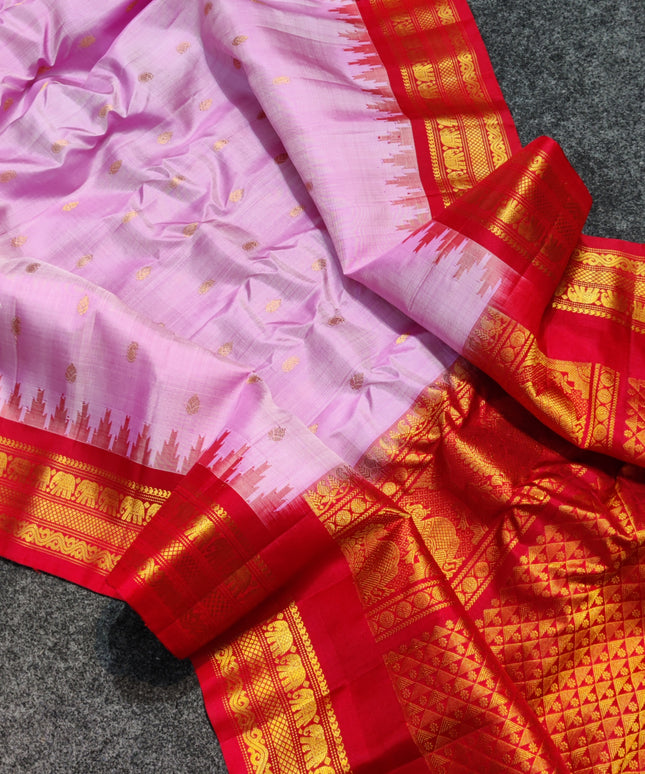 Gadwal Kuttu small border Handloom saree - GPS91