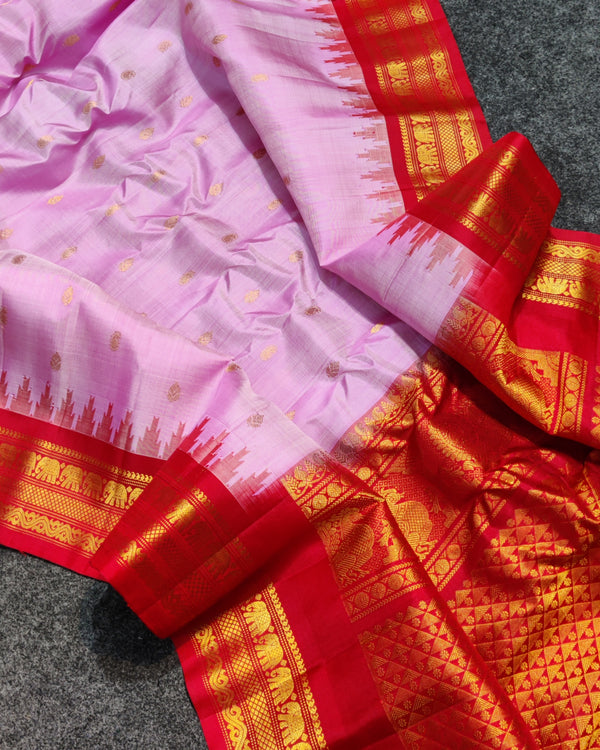 Gadwal Kuttu small border Handloom saree - GPS91