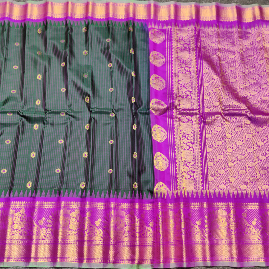 Gadwal check design pure silk- GPS34