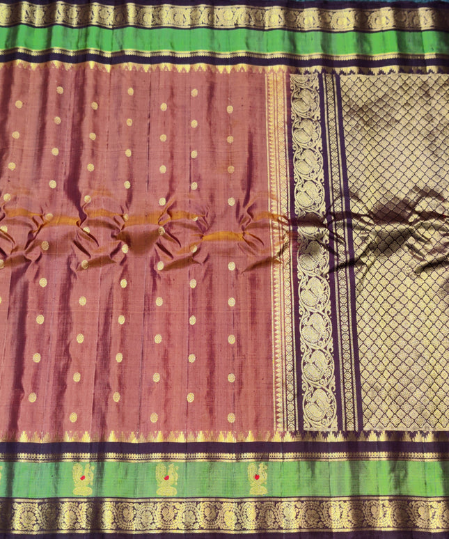 Gadwal Handloom Gap Border saree - GPS93