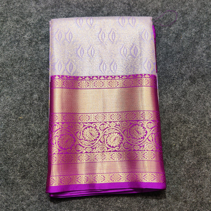 Kanchi pattu Semi Lavender Saree -KS36