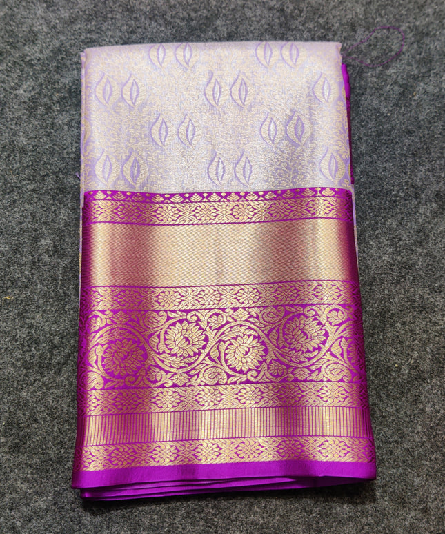 Kanchi pattu Semi Lavender Saree -KS36