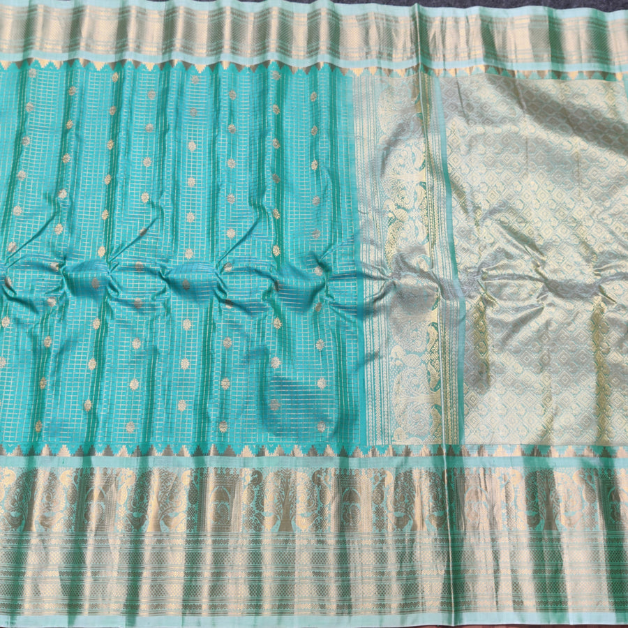 Gadwal check design pure silk- GPS08