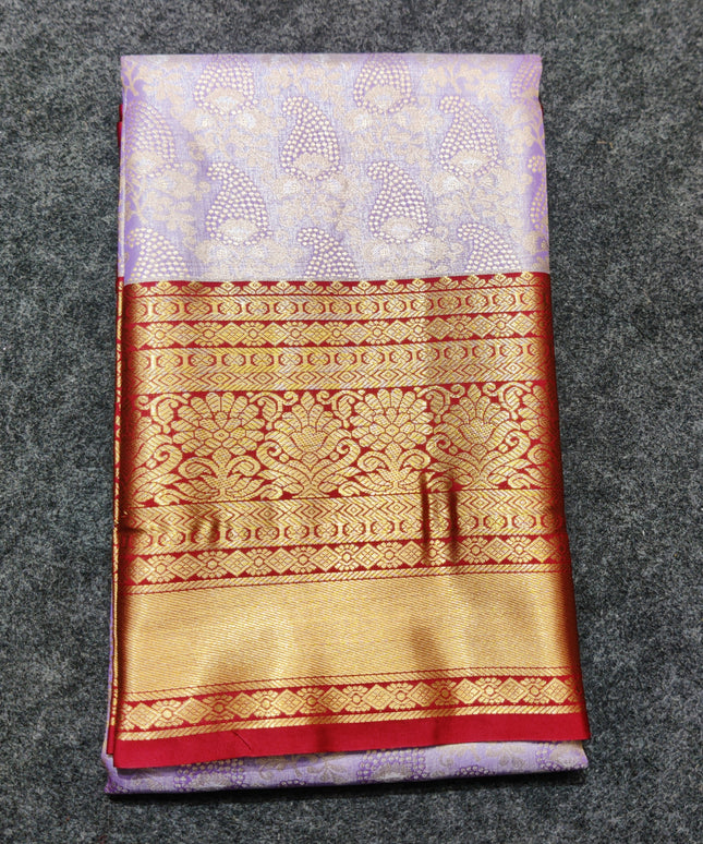 Kanchi pattu Semi Lavender Saree -KS46