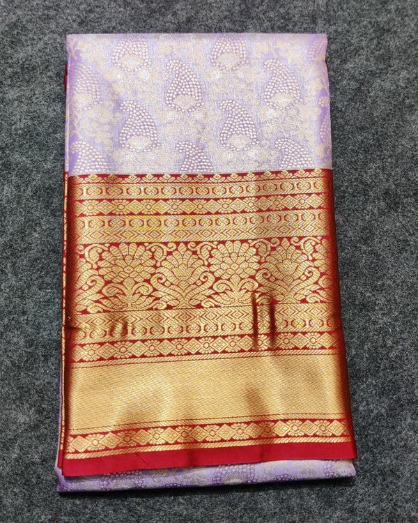 Kanchi pattu Semi Lavender Saree -KS46