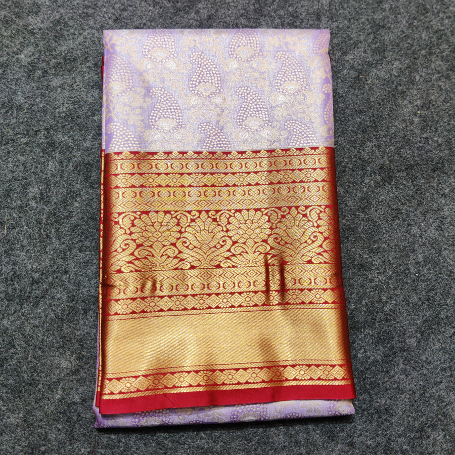 Kanchi pattu Semi Lavender Saree -KS46