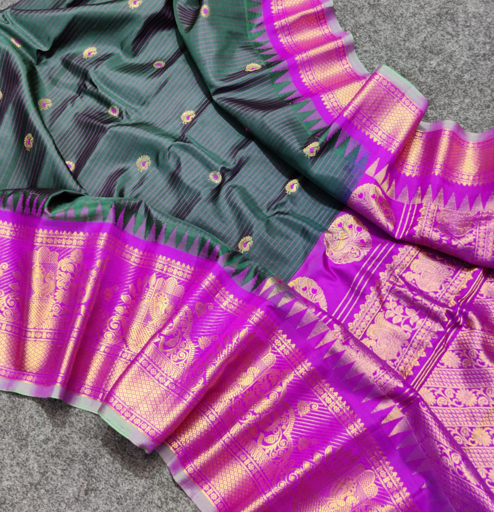 Gadwal check design pure silk- GPS34
