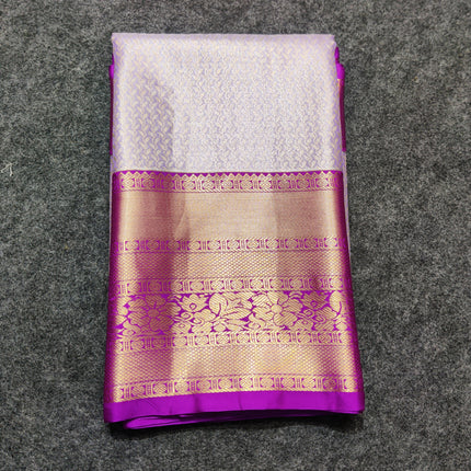 Kanchi pattu Semi Lavender Saree -KS37