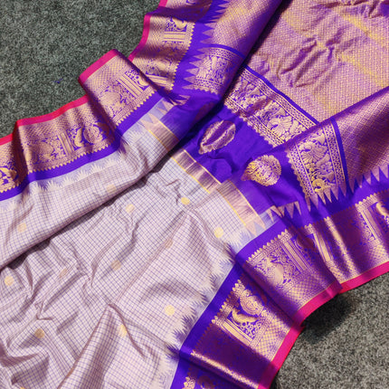 Gadwal Pure silk check Saree - GPS27