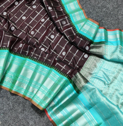 Gadwal check design pure silk- GPS36