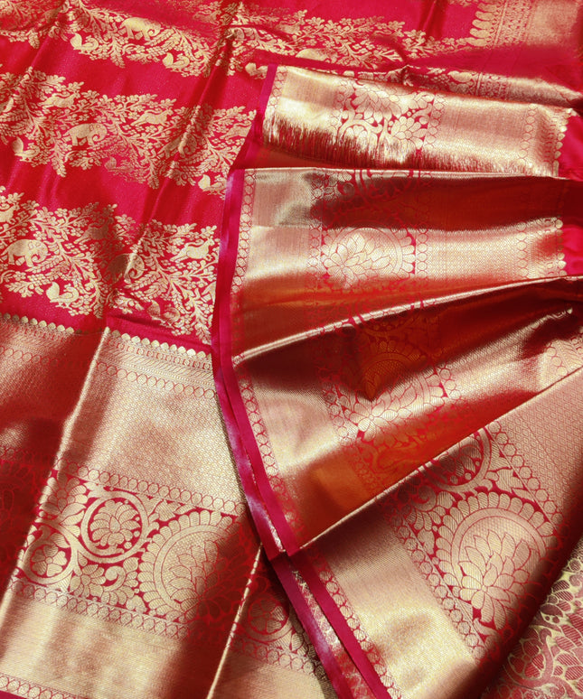 Kanchi pattu Semi Red Saree -KS53