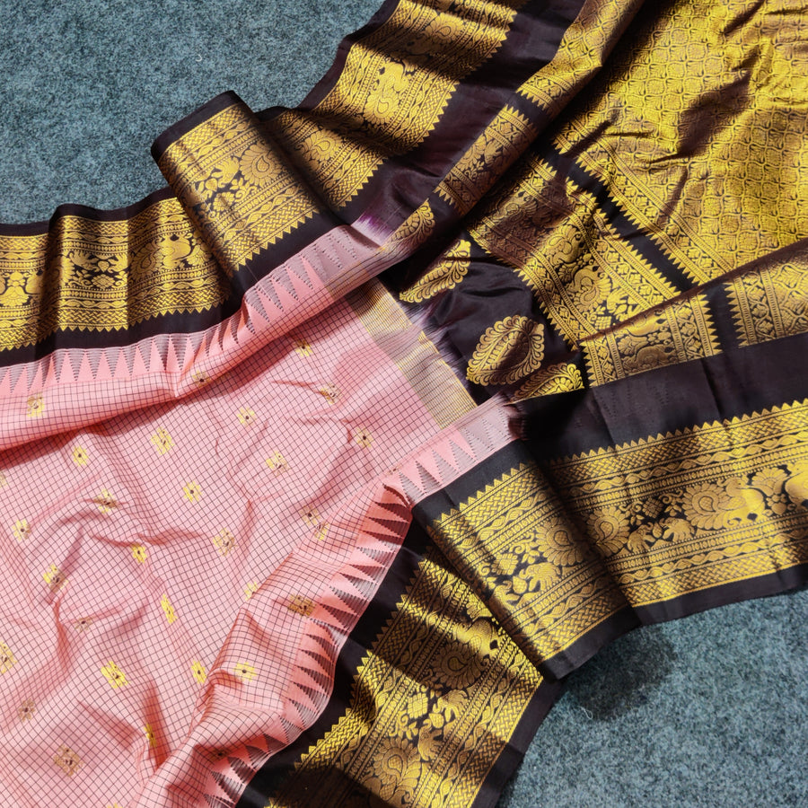 Gadwal check design pure silk- GPS23