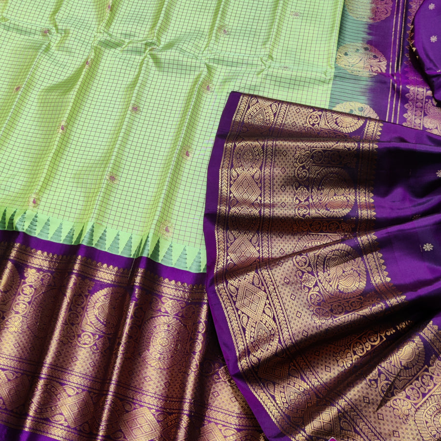 Gadwal check design pure silk- GPS33