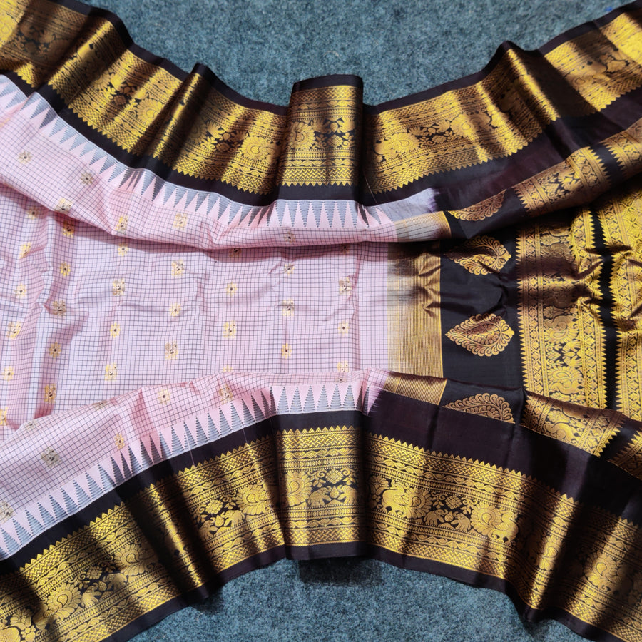 Gadwal check design pure silk- GPS30