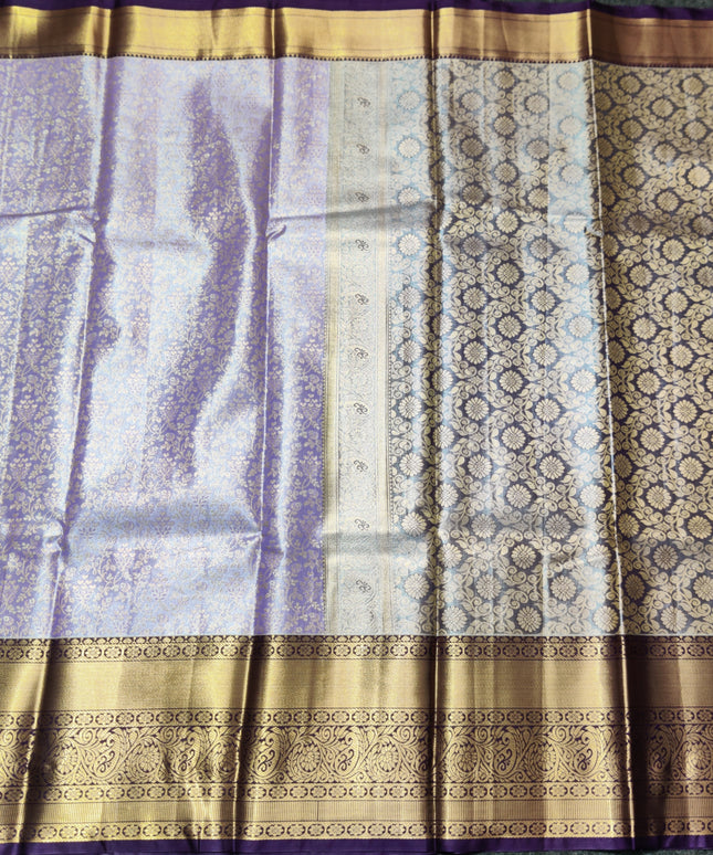 Kanchi pattu Semi Lavender Saree -KS33