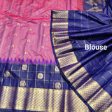 Gadwal Semi Silk Saree with Zari Checks – GSM07 at Jyothi Saree Mandir