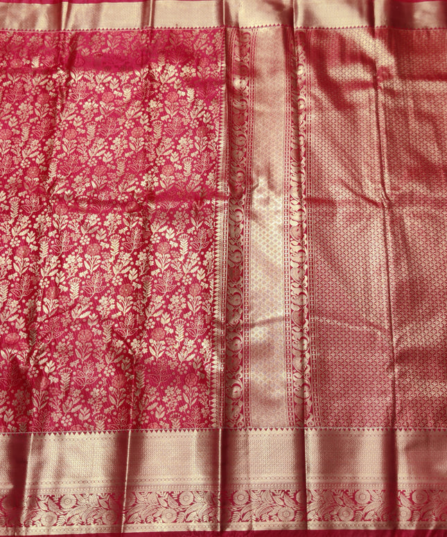 Kanchi pattu Semi Red Saree -KS56