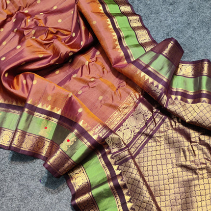 Gadwal Handloom Gap Border saree - GPS93