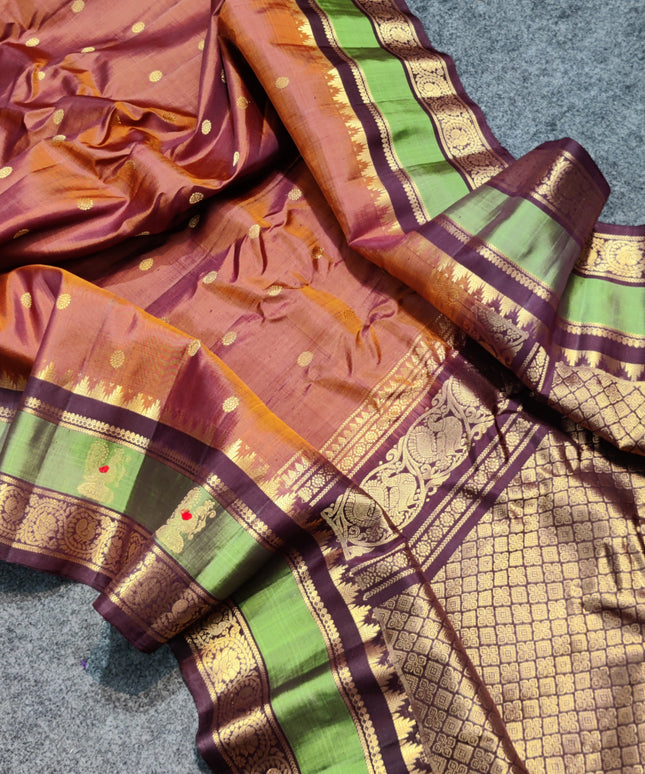 Gadwal Handloom Gap Border saree - GPS93