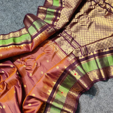 Gadwal Handloom Gap Border saree - GPS93