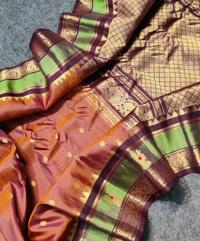 Gadwal Handloom Gap Border saree - GPS93