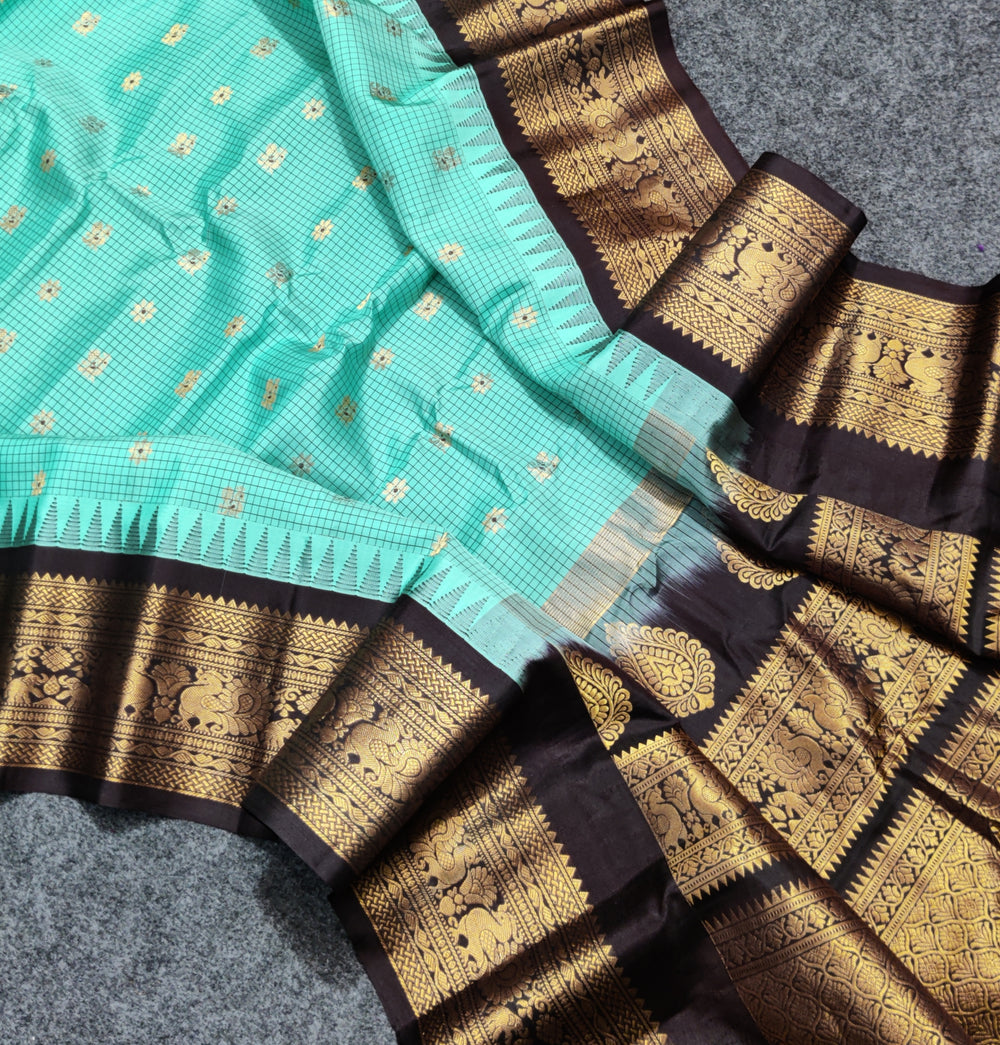 Gadwal check design pure silk- GPS28