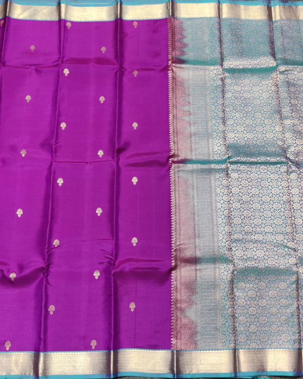 Kanchi Handloom Pure Silk Small Border Saree – KMP267 alternate view