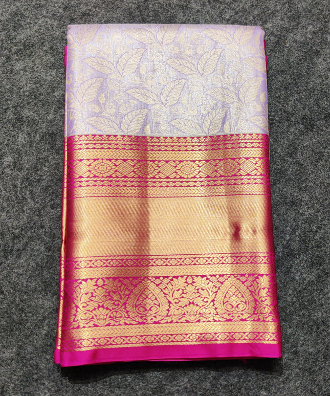 Kanchi pattu Semi Lavender Saree -KS40