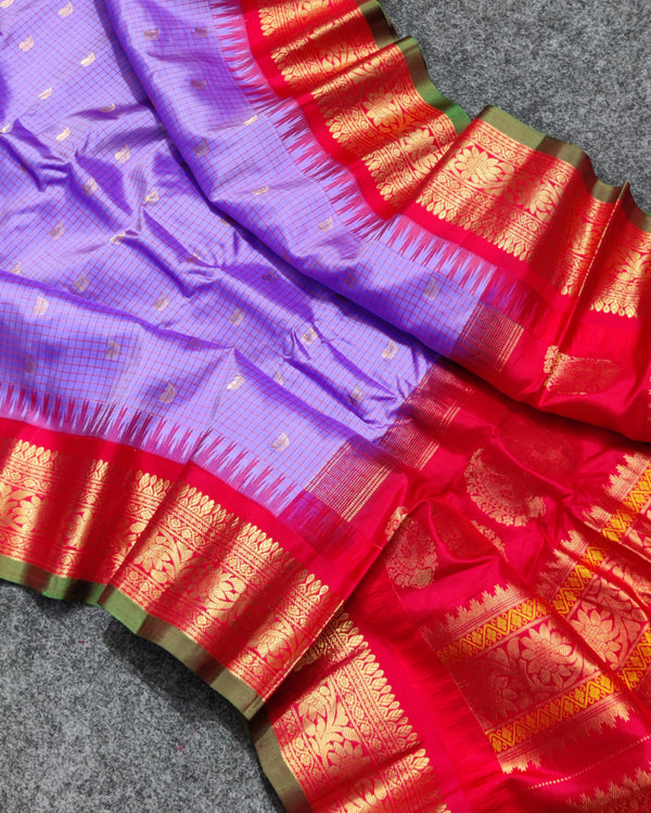 Gadwal check design pure silk- GPS09