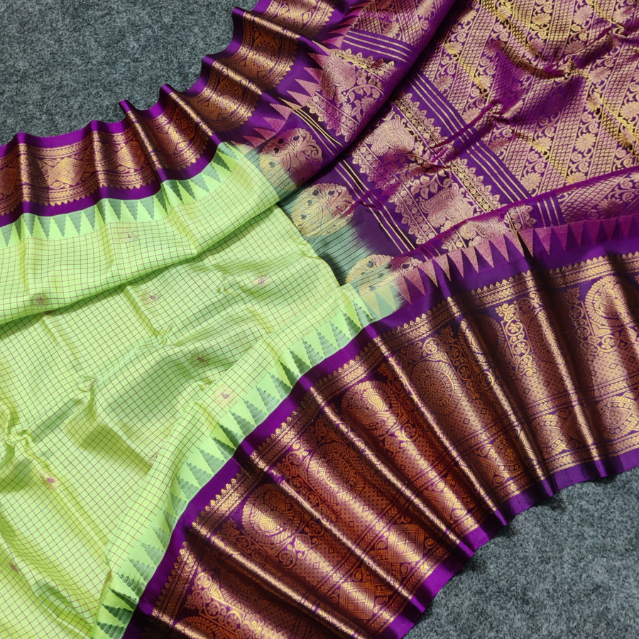 Gadwal check design pure silk- GPS33