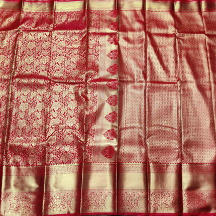 Kanchi pattu Semi Red Saree -KS54