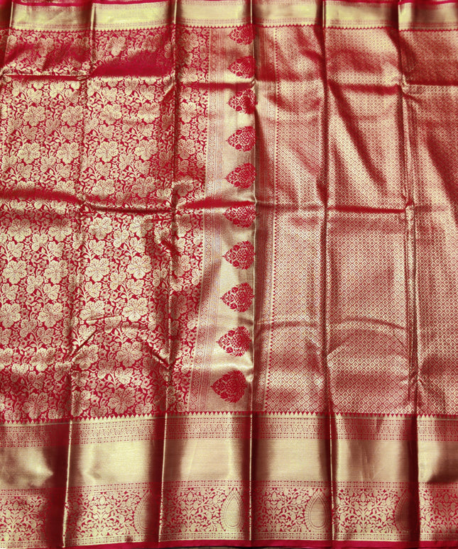 Kanchi pattu Semi Red Saree -KS54