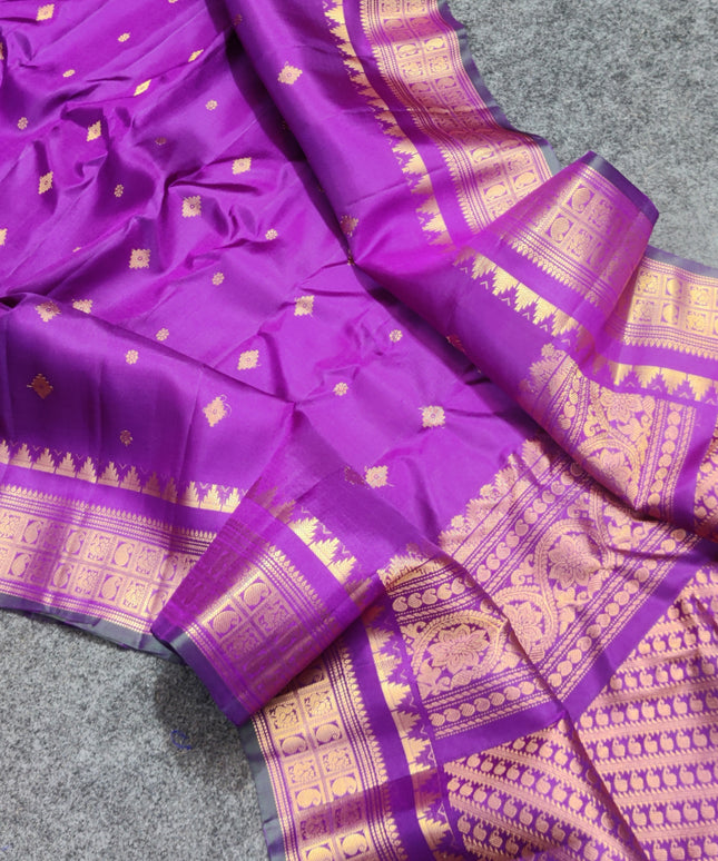 Gadwal handloom small border Pure silk saree - GPS218