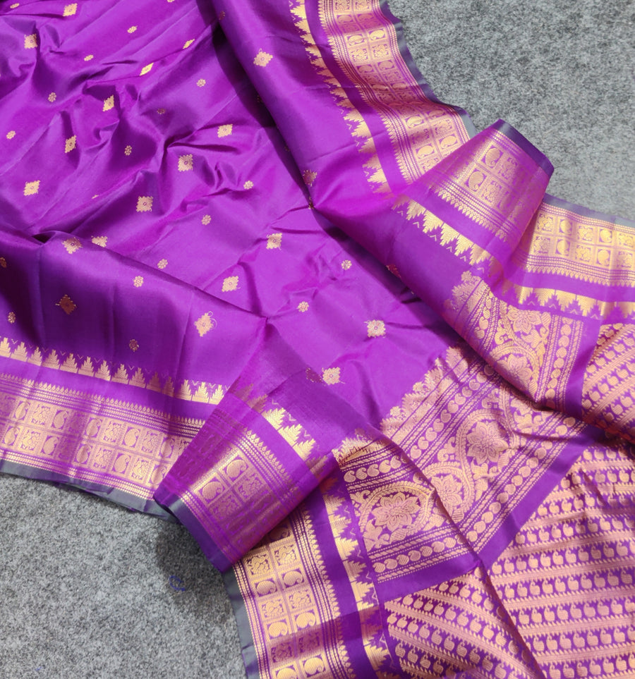Gadwal handloom small border Pure silk saree - GPS218