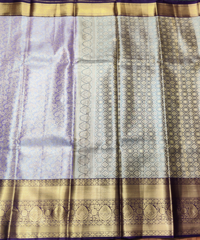 Kanchi pattu Semi Lavender Saree -KS35